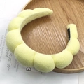 Puffy light yellow twist sponge headband in soft plush towel fabric for face washing - Cloud Bubble Headband / Terry Cloth Light Yellow