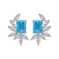 Luxurious S925 silver stud earrings with ice-blue zircon and marquise-cut stones - 925 Silver / Blue Zircon(ED034)