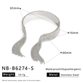 Détails du bracelet jonc en acier inoxydable perlé avec pompon et dimensions de 65 mm - Bracelet à Gland Argenté (NB-B6274-S)