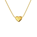 Golden titanium steel heart pendant necklace with letter R on a snake chain - Letter R (Snake Chain)