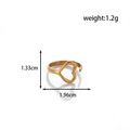 Adjustable gold heart-shaped ring in stainless steel with open band matte finish - Heart Outline / Gold