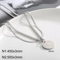 Silver layered portrait coin necklace with snake chain and curb chain in 1998 design - Silver-20mm Pendant (KN232338-Z)