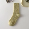 Mid-calf rib-knit wool socks in a vibrant marl yellow-green finish for women - One Size / Light Yellow Green