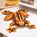 Lifelike orange tree frog plush toy with black stripes and realistic suction cup feet - 28cm / Orange