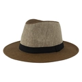 Cappello fedora in paglia con design tricolore e nastro nero per protezione solare - Taglia Unica 58cm Circonferenza / Patchwork caffè