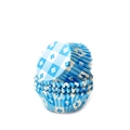 Hemelblauwe en witte geruite cupcakevormpjes met bloempatronen van vetvrij papier - Blauw Schaakbord