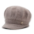 Gorra de punto de invierno para mujer en malva con detalle de estrella metal - Talla única / Gris Camel