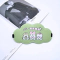 Cloud-shaped light blocking sleep mask in light green velvet with cute cartoon animal patterns - Cloud Matcha Green (No Worries)