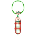 Gros plan d'une cravate écossaise rouge et verte pour animaux avec sangle réglable - Carreaux Rouge Vert Jaune Blanc (NT269-1)