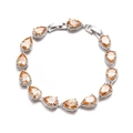 Champagne pear-cut AAA zircon bridal bracelet in silver-plated setting with fold-over clasp - Champagne