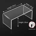 Close-up of 5mm thick clear acrylic U-shaped shelf with 35x20x10cm size dimensions - 35x20x10cm