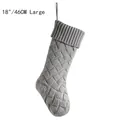Large 18-inch grey cable knit Christmas stocking with ribbed cuff and hanging loop - Large (46CM) / Silver Gray