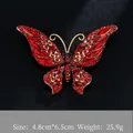 Elegant butterfly brooch in red crystal and alloy, size 4.8cm by 6.5cm, luxury pin - Red Butterfly Style (XD10854-1)
