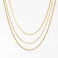 Set di tre collane in acciaio inossidabile dorato con catena a serpente e fune - Oro (D1299)