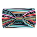 Bohemian wide yoga headband featuring colorful striped prints and a front knot design - Colorful Stripes Pink