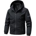 Giacca a vento nera slim da uomo con fodera in pile, cappuccio e tasche con cerniera - Taglia M / Top / Nero