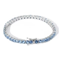 Classic silver tennis bracelet with single row micro-set blue round-cut cubic zirconia - Blue Diamond White Gold 4mm / 9inch Bracelet (Approx 23cm)