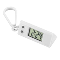 White mini triangular digital pocket watch with matching plastic carabiner clip - Rectangular Hanging Watch / White