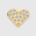 Golden heart charm with pavé-set clear cubic zirconia for DIY jewelry making - Heart-Gold