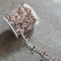 Handmade AB crystal and rose gold metal bead chain for Christmas tree decoration - 5 Meters / Rose Gold + Iridescent Diamond