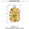 Détails du pendentif cœur doré 14 carats avec émail vert et dimensions du bijou - VG771-Cœur en Émail Vert