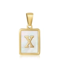 Golden rectangular pendant with white mother of pearl and letter X inlay for necklaces - Letter X