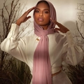 Elegant solid pink pearl chiffon hijab scarf for women with soft draping and stylish look - Dusty Pink