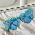 Occhiali da sole a cuore cat eye blu trasparente con glitter argento scintillanti - Cuore Inclinato Blu Senza Glitter