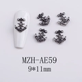 Detail of vintage silver anchor skull nail charms for gothic Halloween manicure art - AE59-Anchor Skull