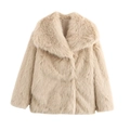 Chic apricot faux fur coat with oversized lapels for stylish winter warmth - XS / Dark Khaki