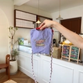 Purple embroidered Oxford fabric mini crossbody bag with a braided strap and Summer logo - Purple Mini
