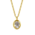 Elegant gold-plated oval necklace with clear transparent zircon stone pendant - Gold Oval Clear Zircon