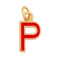 Golden alphabet P pendant with vibrant red enamel inlay for custom necklaces - Red-Letter P