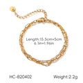 Detail view of 18k gold triple-layer stainless steel bracelet with adjustable 20.5cm chain - Gold Double Layer Paperclip Cross Chain (HC-B20402)