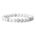 Natural white turquoise bead bracelet with grey marble texture on a white background - Howlite