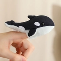 Cute orca finger puppet plush toy made of soft fabric for creative storytelling play - Killer Whale