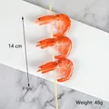 Spiedino di gamberi grigliati artificiali realistici, lunghezza 14 cm con dettagli - Grande Spiedino Barbecue - Gamberi