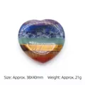 Heart-shaped 7 chakra layered gemstone crystal with polished tiger eye and agate stones - Heart Thumb Stone