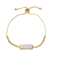 Minimalist 18k gold plated bracelet with a colorful druzy stone bar and adjustable slide clasp - Silver