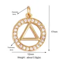 Gold plated copper north star mushroom pendant with micro-pave zircons and 12mm size info - K323286-Gold Triangle Round