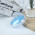 Light blue silicone scalp massager brush with ergonomic transparent handle for hair washing - Crystal Blue