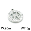 Pisces zodiac pendant with sparkling crystals in silver finish, 20mm diameter size - Pisces(KLJ3561-Z)