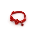 Red adjustable pet collar with polka dot bow and metal bell for cats and small dogs - Red