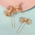 Épingles à cheveux dorées avec fleurs et papillons en perles pour coiffure de mariée - HS-J7192G Or (Épingle à cheveux fleur papillon)