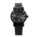 Montre automatique squelette noire avec bracelet en acier et aiguilles bleues - Aiguilles Pointues Homme / Noir