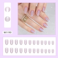 Uñas postizas ovaladas aurora púrpura lavanda con purpurina holográfica 24 pzs - Ovalado Medio [Estilo Pegamento] / Aurora Púrpura Rosa (W1190)