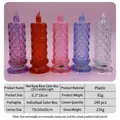 Set of five multi-color LED diamond textured candle lights with decorative bases - 6.3*18cm Red Rose Large with Base