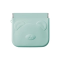 Mint green silicone bear storage bag with squeeze closure and embossed bear face - Mint Green