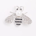 Elegant alloy bee brooch with white pearl and sparkling crystals for women suits - Bee Pearl Silver