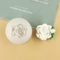 White silicone rose cake mold with realistic 3D flower and green leaf fondant finish - 3517 Gardenia / Clear